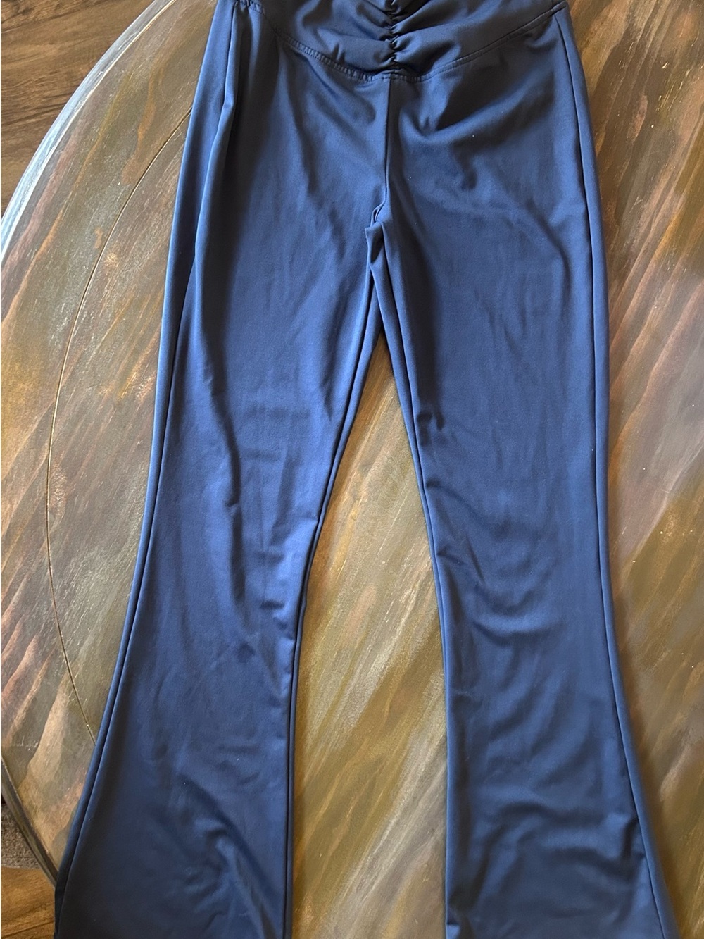 Women's Navy Flare Leggings with scrunched butt